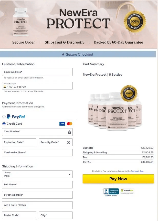 NewEra Protect order page